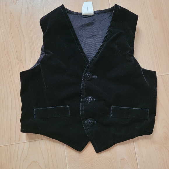 Vintage 1990s special occasion black velvet 2-piece suiting vest and dress pants - Picture 3 of 12